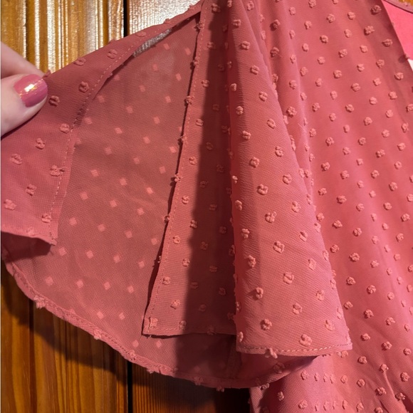 LULU’S Pink Flutter Sleeve Wrap Midi Dress Women’s Size Medium - Picture 2 of 6